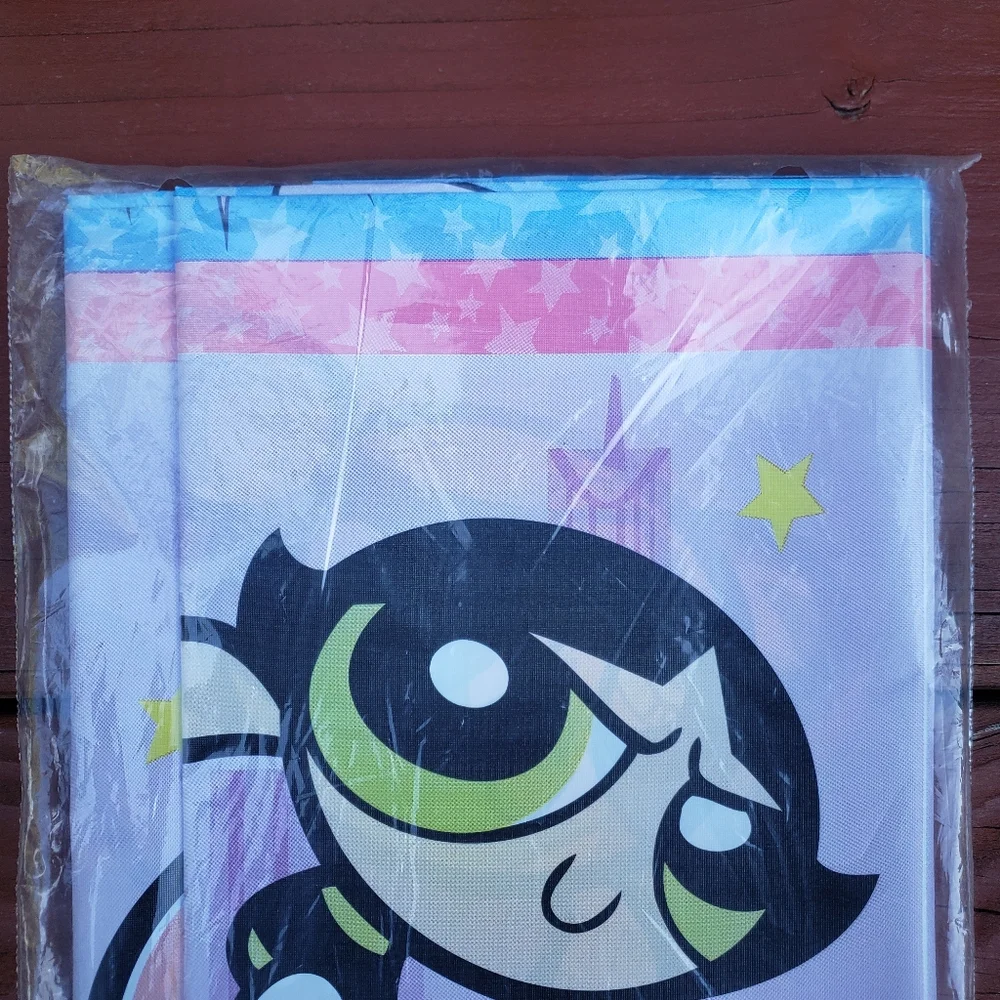 1999 DesignWare THE POWDERPUFF GIRLS Plastic Tablecover 54in x 96in